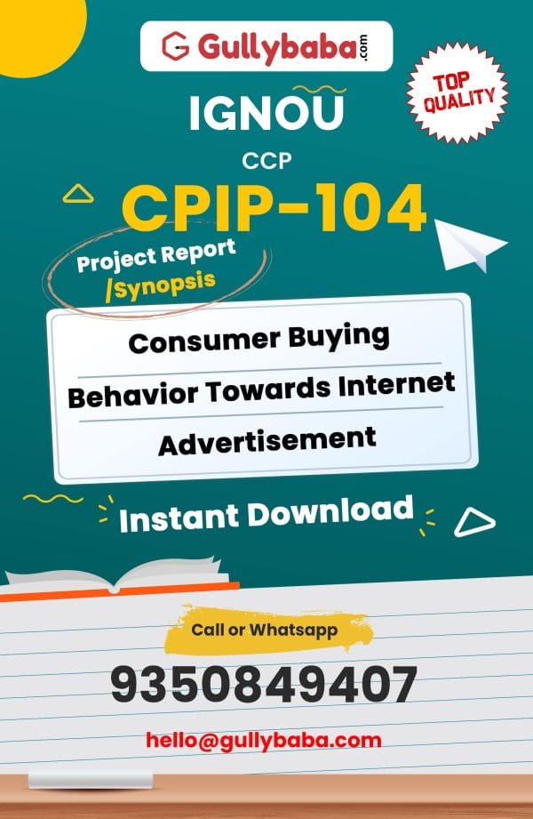 CPIP-104 Project – Consumer Buying Behavior Towards Internet Advertisement