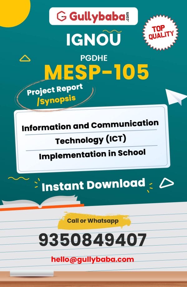 MESP-105 Project – Information and Communication Technology (ICT) Implementation in School