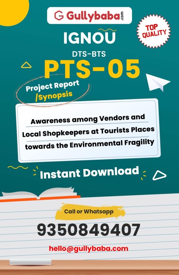 PTS-05 Project – Awareness among Vendors and Local Shopkeepers at Tourists Places towards the Environmental Fragility