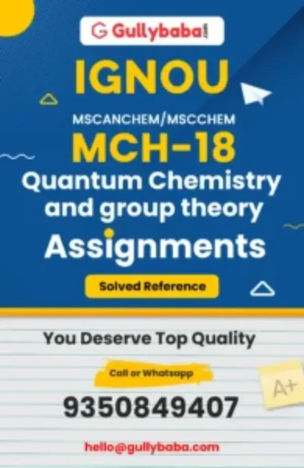 MCH-18 Quantum Chemistry and Group Theory