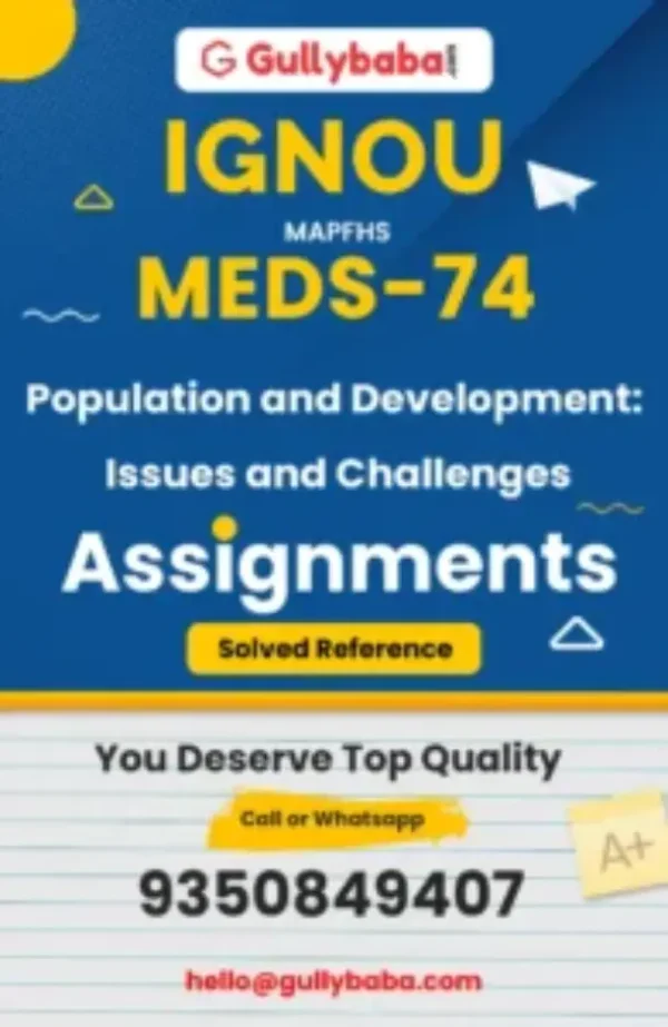 MEDS-74 Population and Development: Issues and Challenges